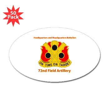 72FABHHB - M01 - 01 - Headquarters and Headquarters Battalion with Text - Sticker (Oval 50 pk)