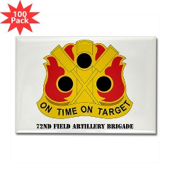 72FAB - M01 - 01 - DUI - 72nd Field Artillery Brigade with Text Rectangle Magnet (100 pack) - Click Image to Close
