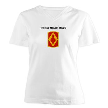 75FAB - A01 - 04 - SSI - 75th Field Artillery Brigade with Text - Women's V-Neck T-Shirt
