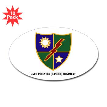75IRR - M01 - 01 - 75th Infantry (Ranger) Regiment with Text - Sticker (Oval 10 pk)