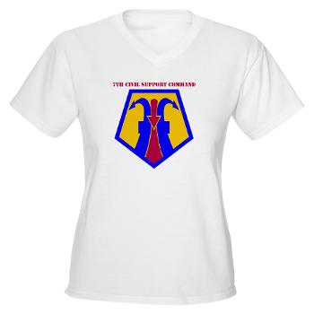 7CSC - A01 - 04 - SSI - 7th Civil Support Command with Text Women's V-Neck T-Shirt