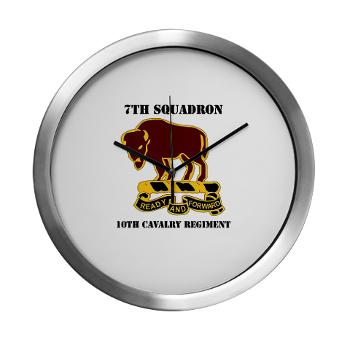 7S10CR - M01 - 03 - DUI - 7th Sqdrn - 10th Cavalry Regt with Text - Modern Wall Clock