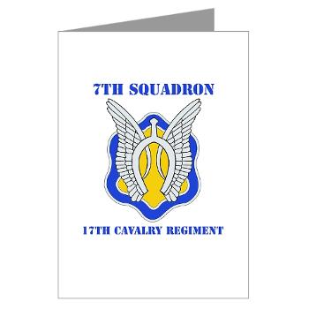 7S17CR - M01 - 02 - DUI - 7th Sqdrn - 17th Cavalry Regt with Text - Greeting Cards (Pk of 10)