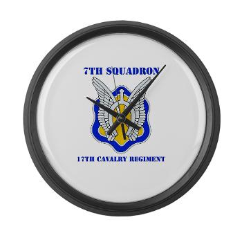 7S17CR - M01 - 03 - DUI - 7th Sqdrn - 17th Cavalry Regt with Text - Large Wall Clock
