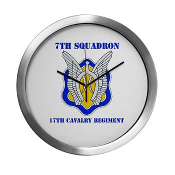 7S17CR - M01 - 03 - DUI - 7th Sqdrn - 17th Cavalry Regt with Text - Modern Wall Clock - Click Image to Close