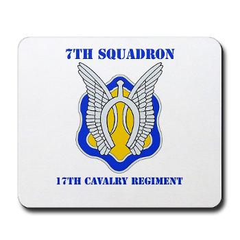 7S17CR - M01 - 03 - DUI - 7th Sqdrn - 17th Cavalry Regt with Text - Mousepad