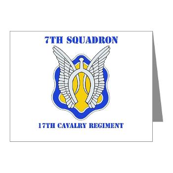 7S17CR - M01 - 02 - DUI - 7th Sqdrn - 17th Cavalry Regt with Text - Note Cards (Pk of 20) - Click Image to Close