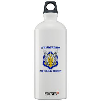 7S17CR - M01 - 03 - DUI - 7th Sqdrn - 17th Cavalry Regt with Text - Sigg Water Bottle 1.0L