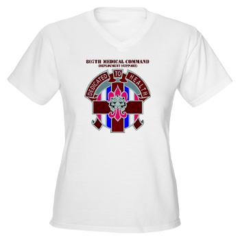 807MC - A01 - 04 - DUI - 807th Medical Command with text - Women's V-Neck T-Shirt - Click Image to Close