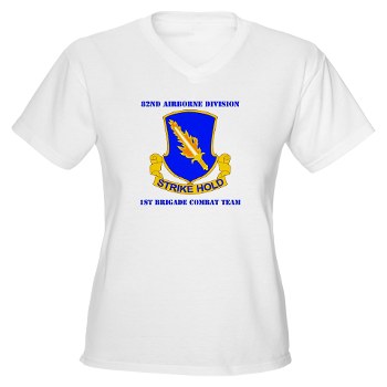 82DV1BCT - A01 - 04 - DUI - 1st Brigade Combat Team with Text Women's V-Neck T-Shirt
