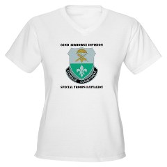 82DVDSTB - A01 - 04 - DUI - 82nd Abn Div - Special Troops Bn with text - Women's V-Neck T-Shirt