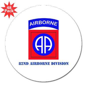 82DV - M01 - 01 - SSI - 82nd Airborne Division with Text 3" Lapel Sticker (48 pk)