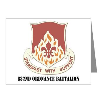 832OB - M01 - 02 - DUI - 832nd Ordnance Battalion with Text - Note Cards (Pk of 20) - Click Image to Close