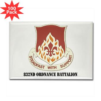 832OB - M01 - 01 - DUI - 832nd Ordnance Battalion with Text - 3.5" Button (10 pack) - Click Image to Close