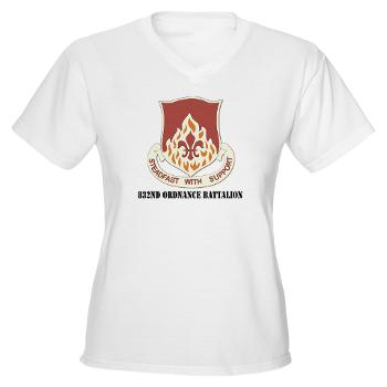 832OB - A01 - 04 - DUI - 832nd Ordnance Battalion with Text - Women's V-Neck T-Shirt