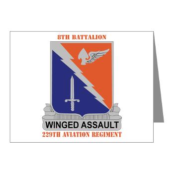 8B229AR - M01 - 02 - DUI - 8th Battalion, 229th Aviation Regiment with text - Note Cards (Pk of 20) - Click Image to Close