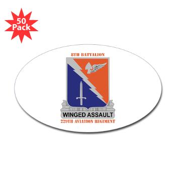 8B229AR - M01 - 01 - DUI - 8th Battalion, 229th Aviation Regiment with text - Sticker (Oval 50 pk) - Click Image to Close
