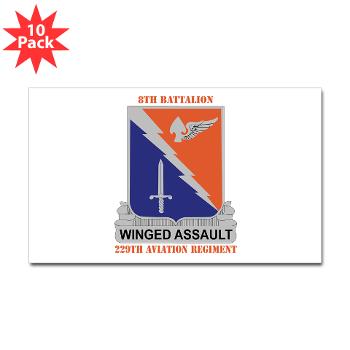 8B229AR - M01 - 01 - DUI - 8th Battalion, 229th Aviation Regiment with text - Sticker (Rectangle 10 pk) - Click Image to Close