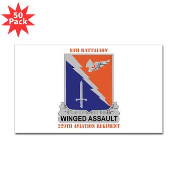 8B229AR - M01 - 01 - DUI - 8th Battalion, 229th Aviation Regiment with text - Sticker (Rectangle 50 pk)
