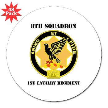 8S1CR - M01 - 01 - DUI - 8th Squadron - 1st Cavalry Regiment with Text 3" Lapel Sticker (48 pk) - Click Image to Close