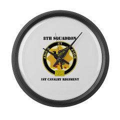 8S1CR - M01 - 03 - DUI - 8th Squadron - 1st Cavalry Regiment with Text Large Wall Clock