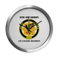 8S1CR - M01 - 03 - DUI - 8th Squadron - 1st Cavalry Regiment with Text Modern Wall Clock