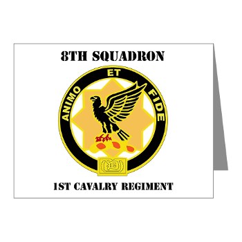 8S1CR - M01 - 02 - DUI - 8th Squadron - 1st Cavalry Regiment with Text Note Cards (Pk of 20)