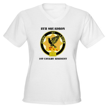 8S1CR - A01 - 04 - DUI - 8th Squadron - 1st Cavalry Regiment with Text Women's V-Neck T-Shirt