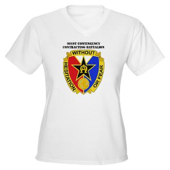 901CCB - A01 - 04 - DUI - 901st Contingency Contracting Battalion with Text - Women's V-Neck T-Shirt - Click Image to Close