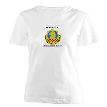 902MIG - A01 - 04 - DUI - 902nd Military Intelligence Group with Text - Women's V-Neck T-Shirt