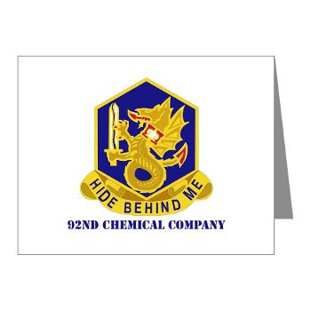 92CC - M01 - 02 - DUI - 92nd Chemical Company with Text - Note Cards (Pk of 20)