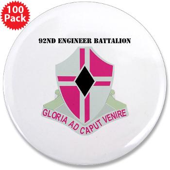 92EB - M01 - 01 - DUI - 92nd Engineer Bn with Text - 3.5" Button (100 pack) - Click Image to Close