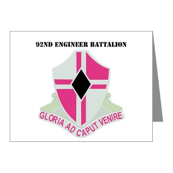 92EB - M01 - 02 - DUI - 92nd Engineer Bn with Text - Note Cards (Pk of 20)