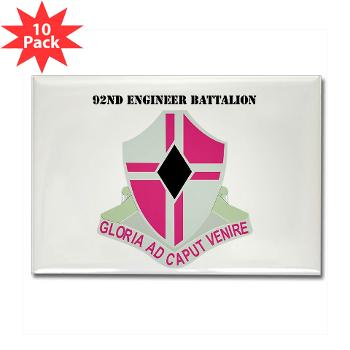 92EB - M01 - 01 - DUI - 92nd Engineer Bn with Text - Rectangle Magnet (10 pack) - Click Image to Close