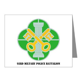 93MP - M01 - 02 - DUI - 93rd Military Police Battalion with Text - Note Cards (Pk of 20)
