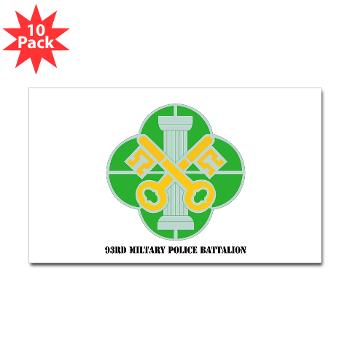 93MP - M01 - 01 - DUI - 93rd Military Police Battalion with Text - Sticker (Rectangle 10 pk)