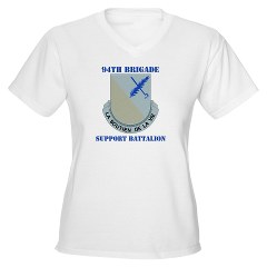 94BSB - A01 - 04 - DUI - 94th Bde - Support Battalion with Text Women's V-Neck T-Shirt