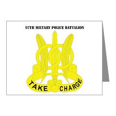97MPB - M01 - 02 - DUI - 97th Military Police Bn with Text - Note Cards (Pk of 20)