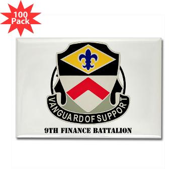 9FB - M01 - 01 - DUI - 9th Finance Battalion with Text - Rectangle Magnet (100 pack)