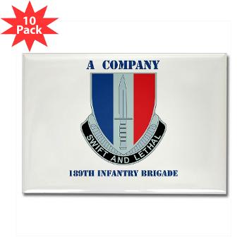 AC189IB - M01 - 01 - A Company - 189th Infantry Bde with Text - Rectangle Magnet (10 pack)