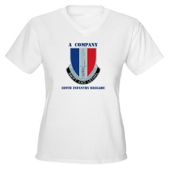 AC189IB - A01 - 04 - A Company - 189th Infantry Bde with Text - Women's V-Neck T-Shirt - Click Image to Close