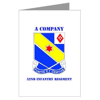 AC52IR - M01 - 02 - DUI - A Company - 52nd Infantry Regiment with Text Greeting Cards (Pk of 10)