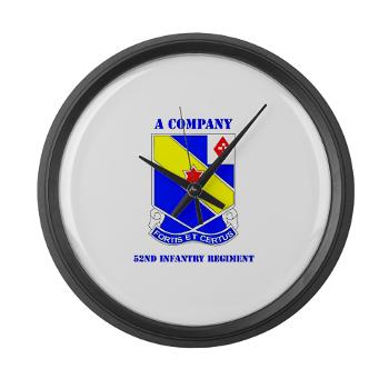 AC52IR - M01 - 03 - DUI - A Company - 52nd Infantry Regiment with Text Large Wall Clock