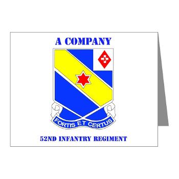 AC52IR - M01 - 02 - DUI - A Company - 52nd Infantry Regiment with Text Note Cards (Pk of 20) - Click Image to Close