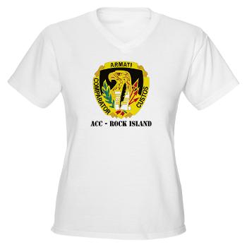 ACCRI - A01 - 04 - DUI - ACC - Rock Island with text - Women's V-Neck T-Shirt