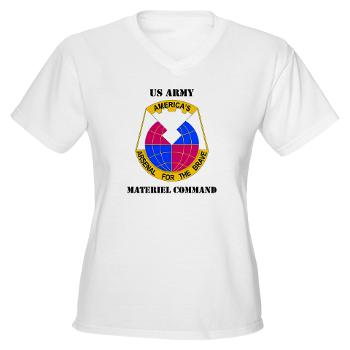 AMC - A01 - 04 - DUI - Army Materiel Command with Text - Women's V-Neck T-Shirt