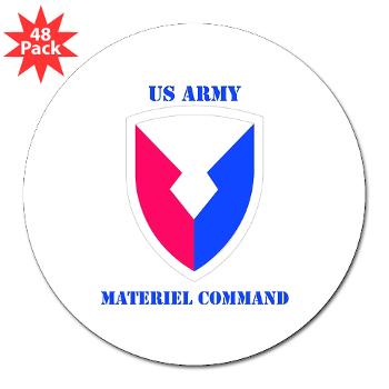 AMC - M01 - 01 - SSI - Army Materiel Command with Text - 3" Lapel Sticker (48 pk) - Click Image to Close