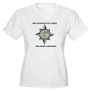 AMSCC - A01 - 04 - DUI - Army Management Staff College Headquarters with Text - Women's V-Neck T-Shirt