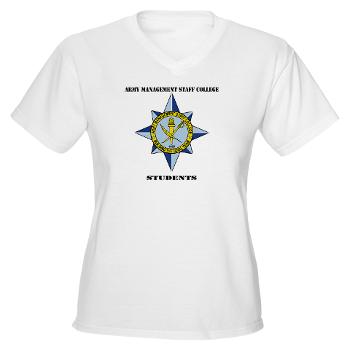 AMSCC - A01 - 04 - DUI - Army Management Staff College Students with Text - Women's V-Neck T-Shirt