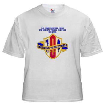ARJSTSC - A01 - 04 - DUI - ARMY Reserve Joint and Special Troops Support Command with Text - White T-Shirt